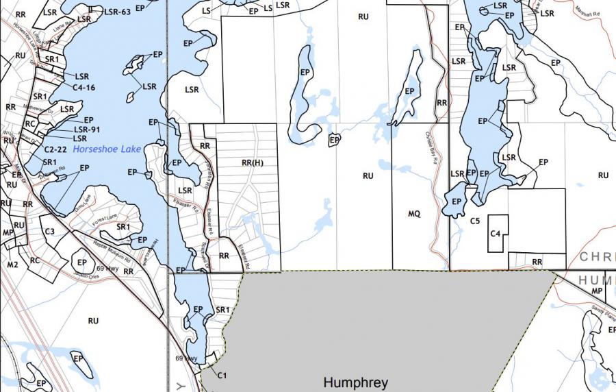 Zoning Map of Horseshoe Lake in Municipality of Seguin and the District of Parry Sound